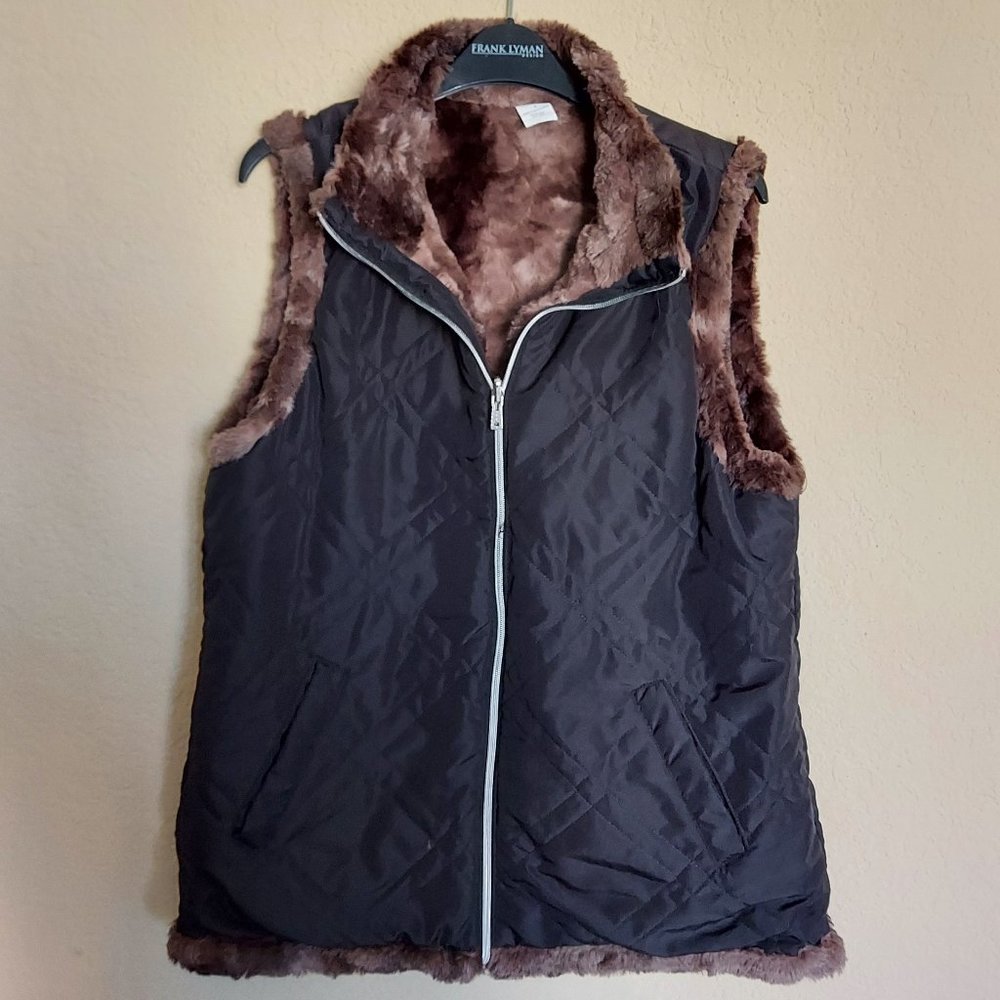 Reversible Black and Brown Faux Fur Vest